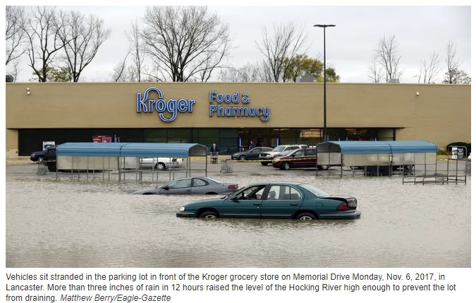 kroger in lancaster ohio flooded parking lot