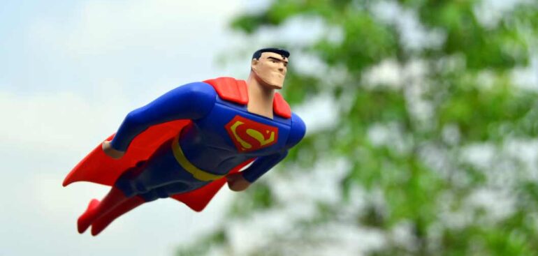 Superman Doll Flying thru the air