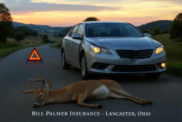Car hitting deer on highway